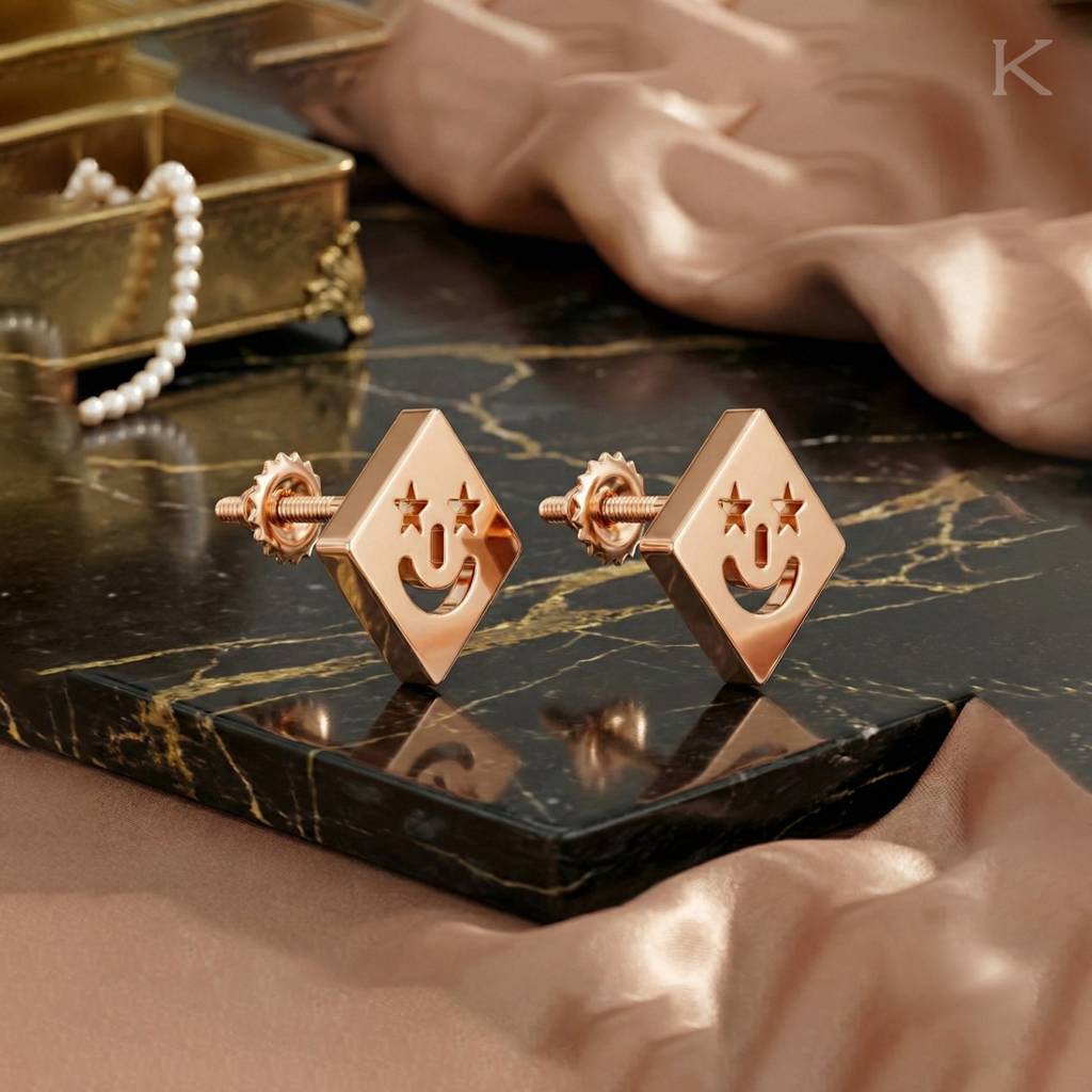 Smiley Gold Kids Earring : WG30104