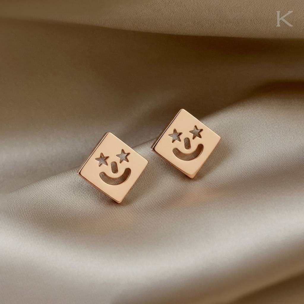 Smiley Gold Kids Earring : WG30104