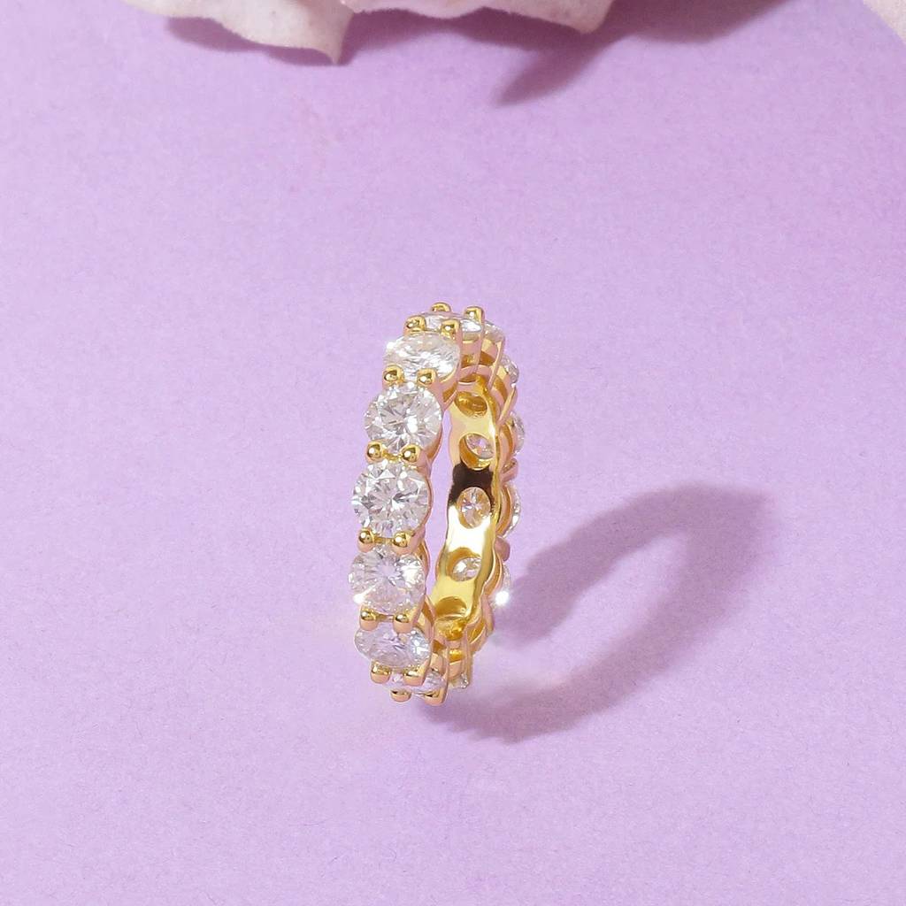 Cluster Moissanite 925 Sterling Sliver Iced Out Hip Hop Tennis Eternity Band : OCRL-0008