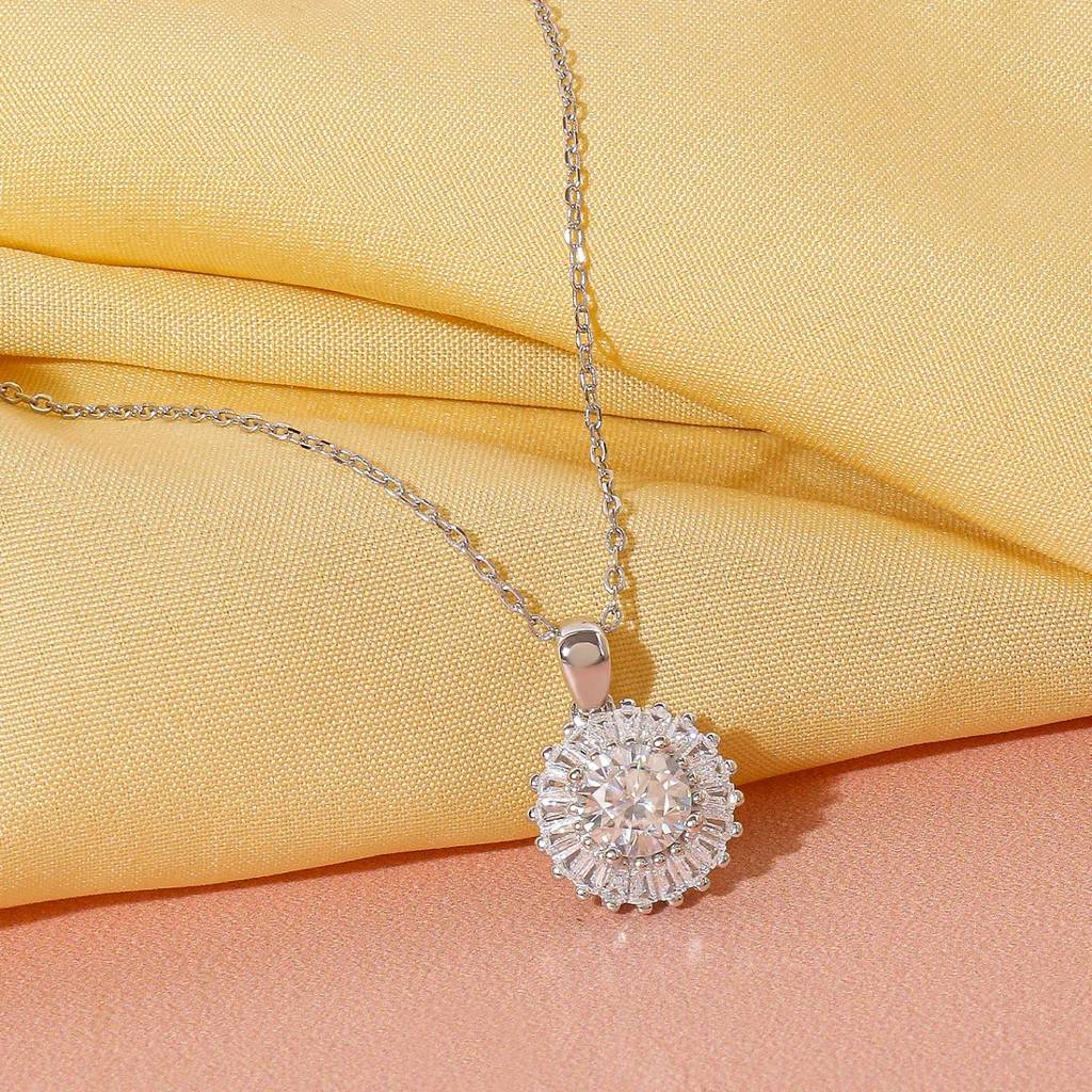 1Ct Moissanite Diamond Wedding Pendant For Woman 925 Sterling Silver With Chain : OCPR-0001
