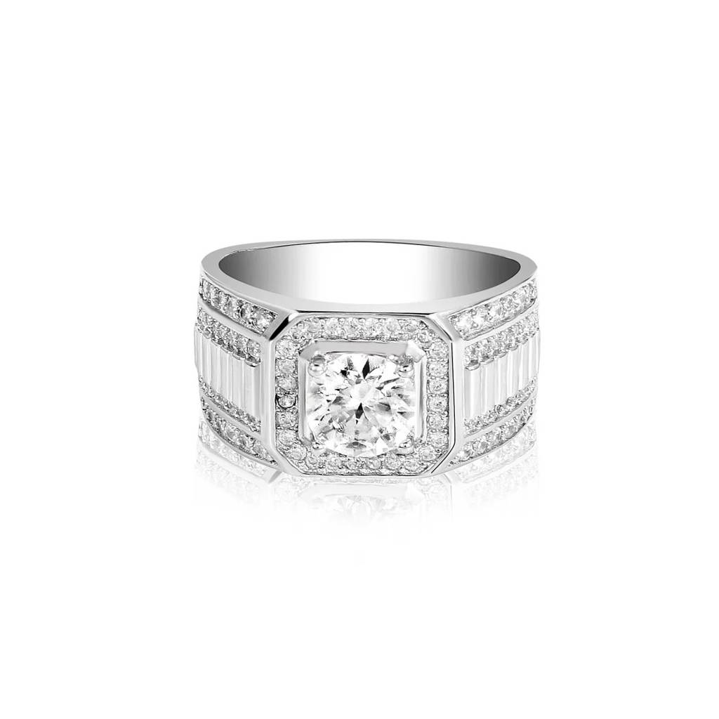 Moissanite Men'S Ring 925 Sterling Silver 5 Ct Carat For Wedding Jewelry : OCR-0002