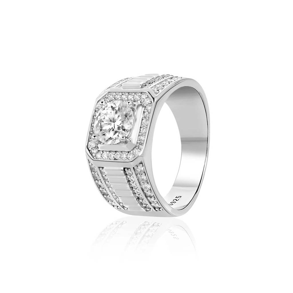 Moissanite Men'S Ring 925 Sterling Silver 5 Ct Carat For Wedding Jewelry : OCR-0002