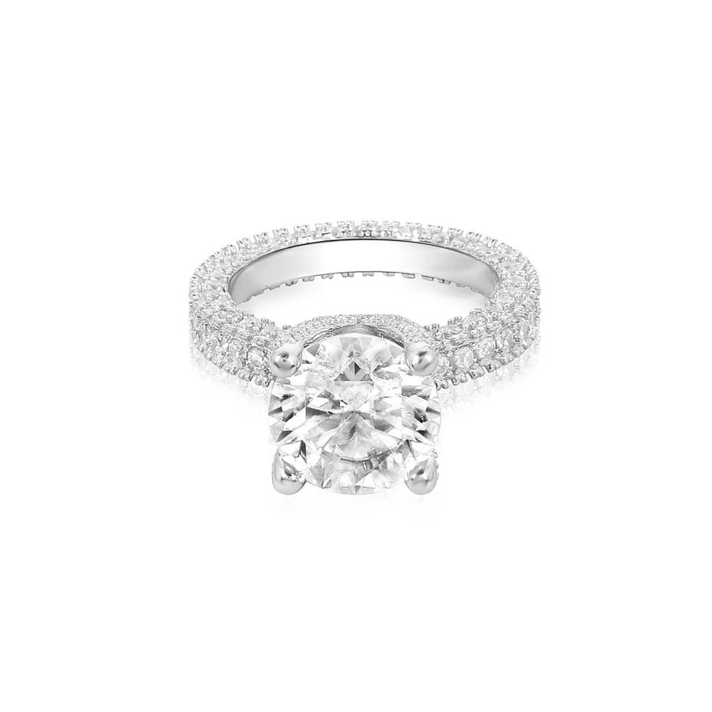 5Ct Halo Classic Round Shape Moissanite Engagement Rings 925 Sterling Silver For Women Men : OCR-0001