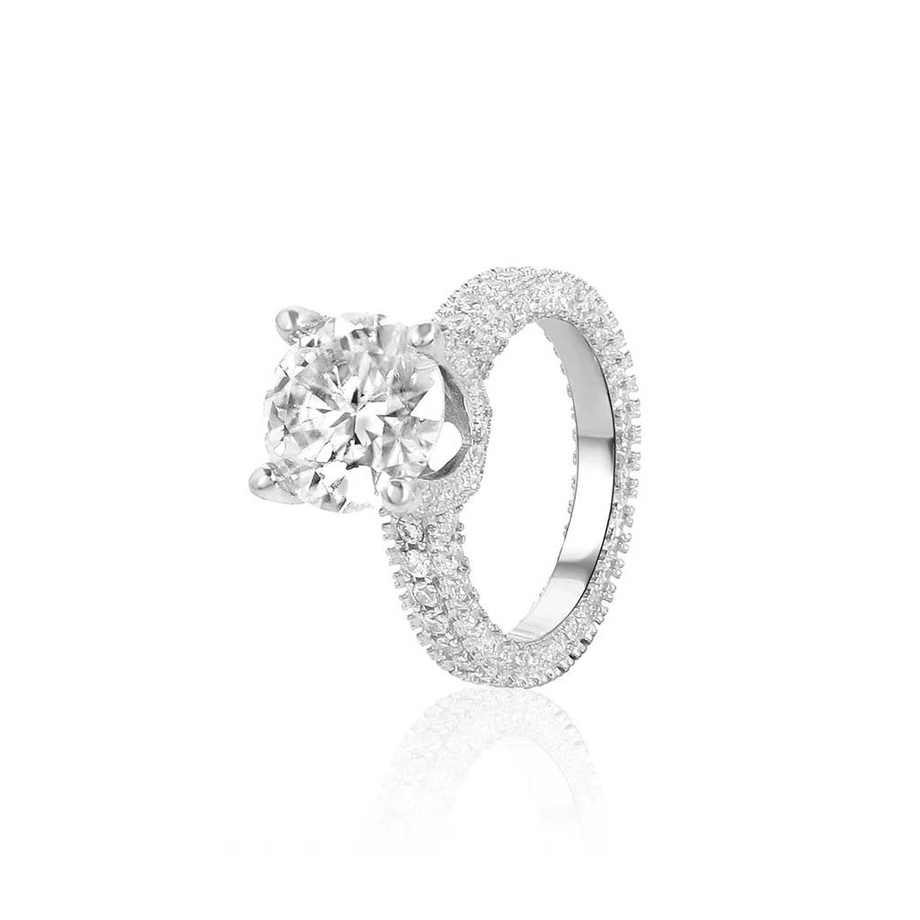 5Ct Halo Classic Round Shape Moissanite Engagement Rings 925 Sterling Silver For Women Men : OCR-0001