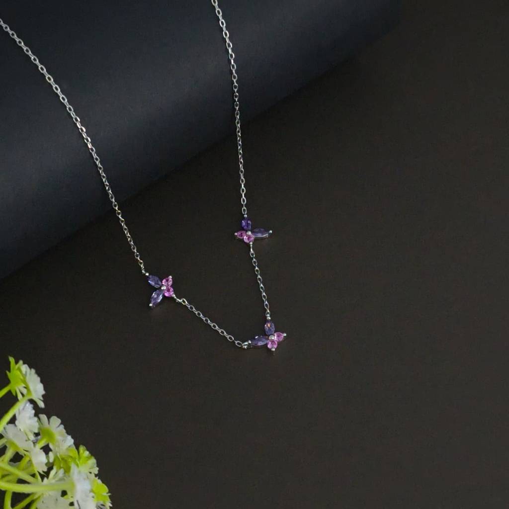 Silver Lilac Wings Necklace : 133