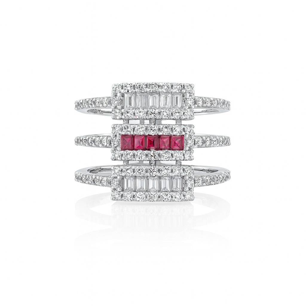 Bold Glow Ruby Silver Ring : R075-WH-R-ADJ