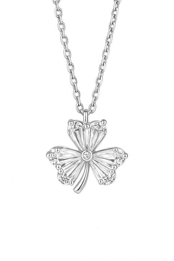 Minimal Baguette Diamond Silver Pendant : P004