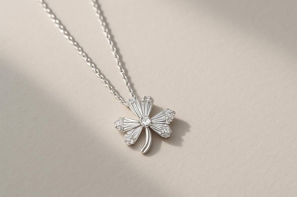 Minimal Baguette Diamond Silver Pendant : P004