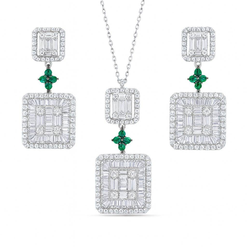 Cocktail Diamond Silver Pendant Set : PS013