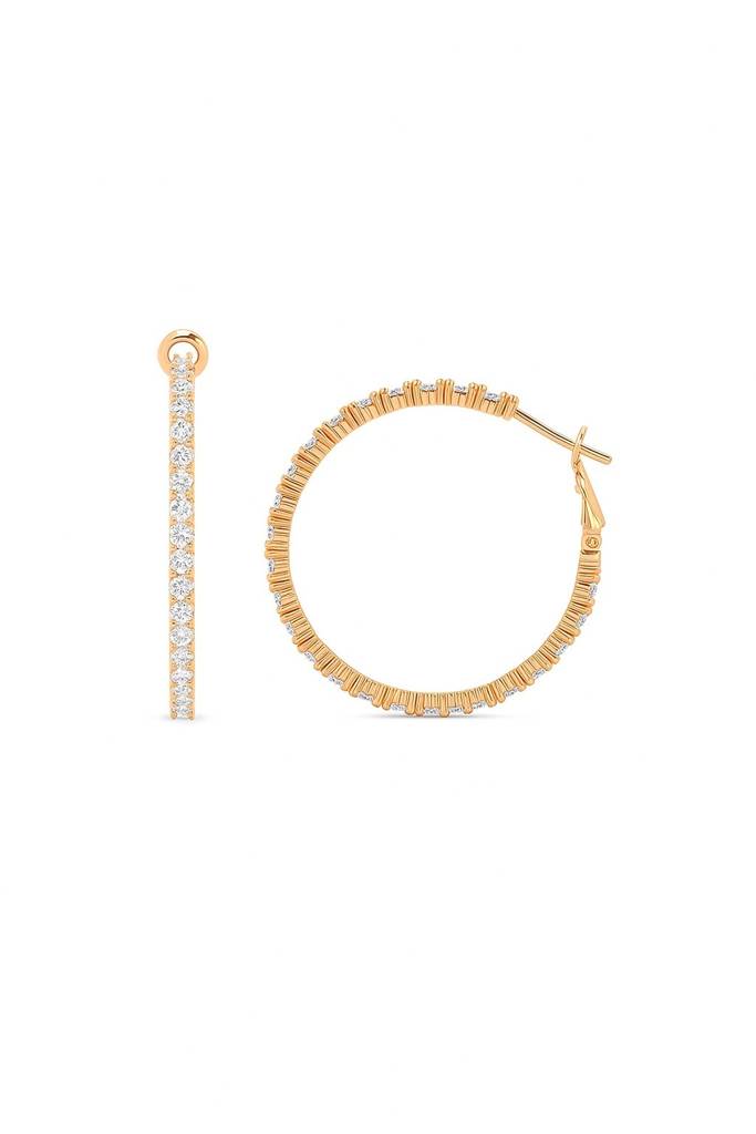 Cocktail Rose Gold Diamond Hoops Silver Earrings : E097