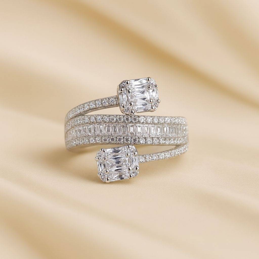Stellar Diamond Silver Ring : R096-WH-D-12