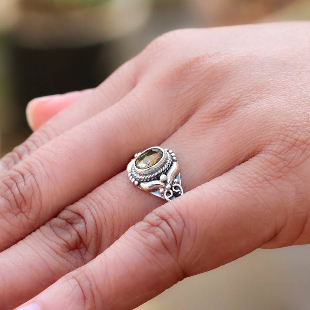 925 Silver Citrine Ring Yellow Citrine Elegant Design, Timeless Sophistication, Perfect For Women And Girls : FU-0174