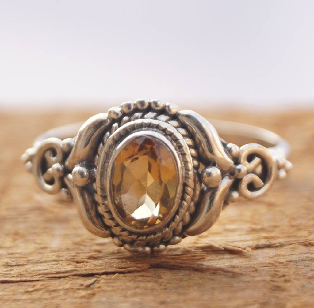 925 Silver Citrine Ring Yellow Citrine Elegant Design, Timeless Sophistication, Perfect For Women And Girls : FU-0174