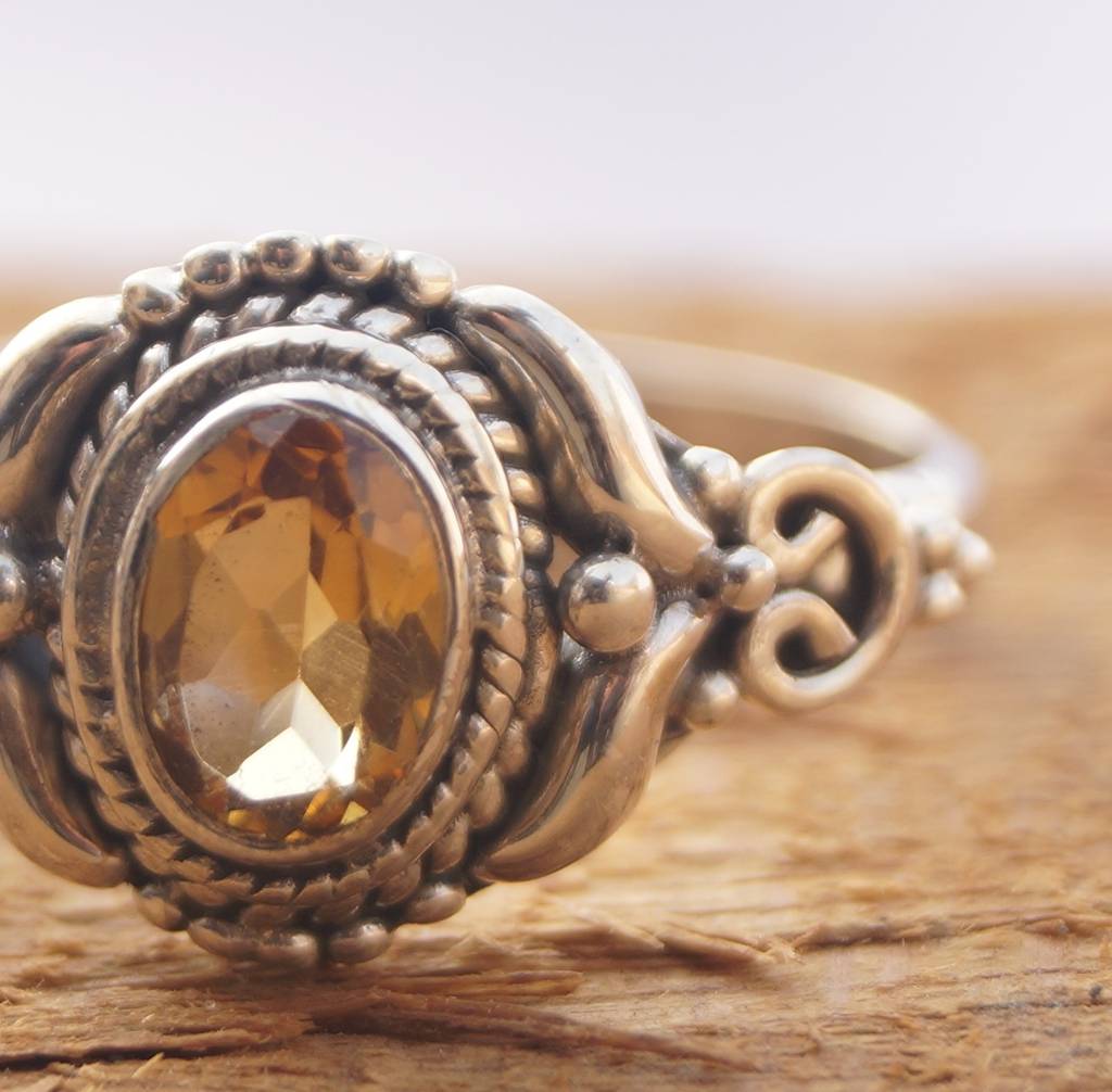 925 Silver Citrine Ring Yellow Citrine Elegant Design, Timeless Sophistication, Perfect For Women And Girls : FU-0174