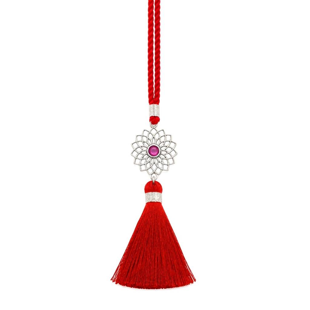Elegant Floral Mandala 925 Silver Lumba Rakhi For Bhabhi (Signature) : RKH-10106-S