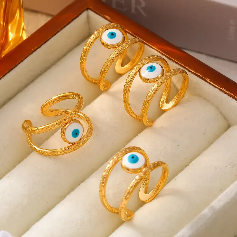 Gold Evil Eye Ring : LNE1027