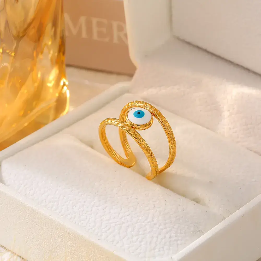 Gold Evil Eye Ring : LNE1027