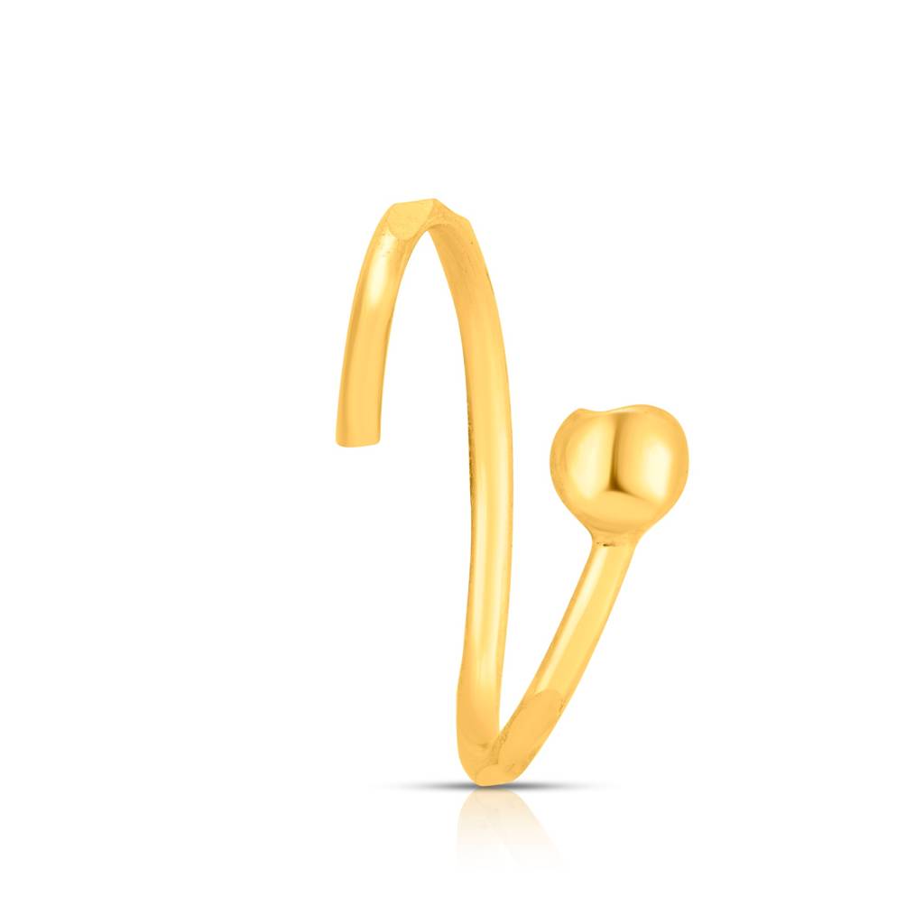 Yuvora 18K Yellow Gold Facet Pebble Hoop Nose Pin For Women | Screw Back Closure | Bis Hallmarked | Pure  : WNR1001-DC-18YG-WL