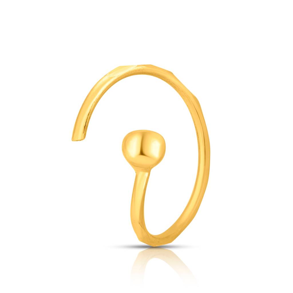 Yuvora 18K Yellow Gold Facet Pebble Hoop Nose Pin For Women | Screw Back Closure | Bis Hallmarked | Pure  : WNR1001-DC-18YG-WL