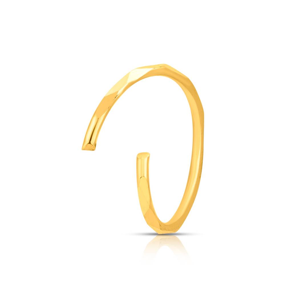 Yuvora 18K Yellow Gold Shine Hoop Nose Pin For Women | Screw Back Closure | Bis Hallmarked | Pure Gold N : WNR1001-DC-18YG-WOL