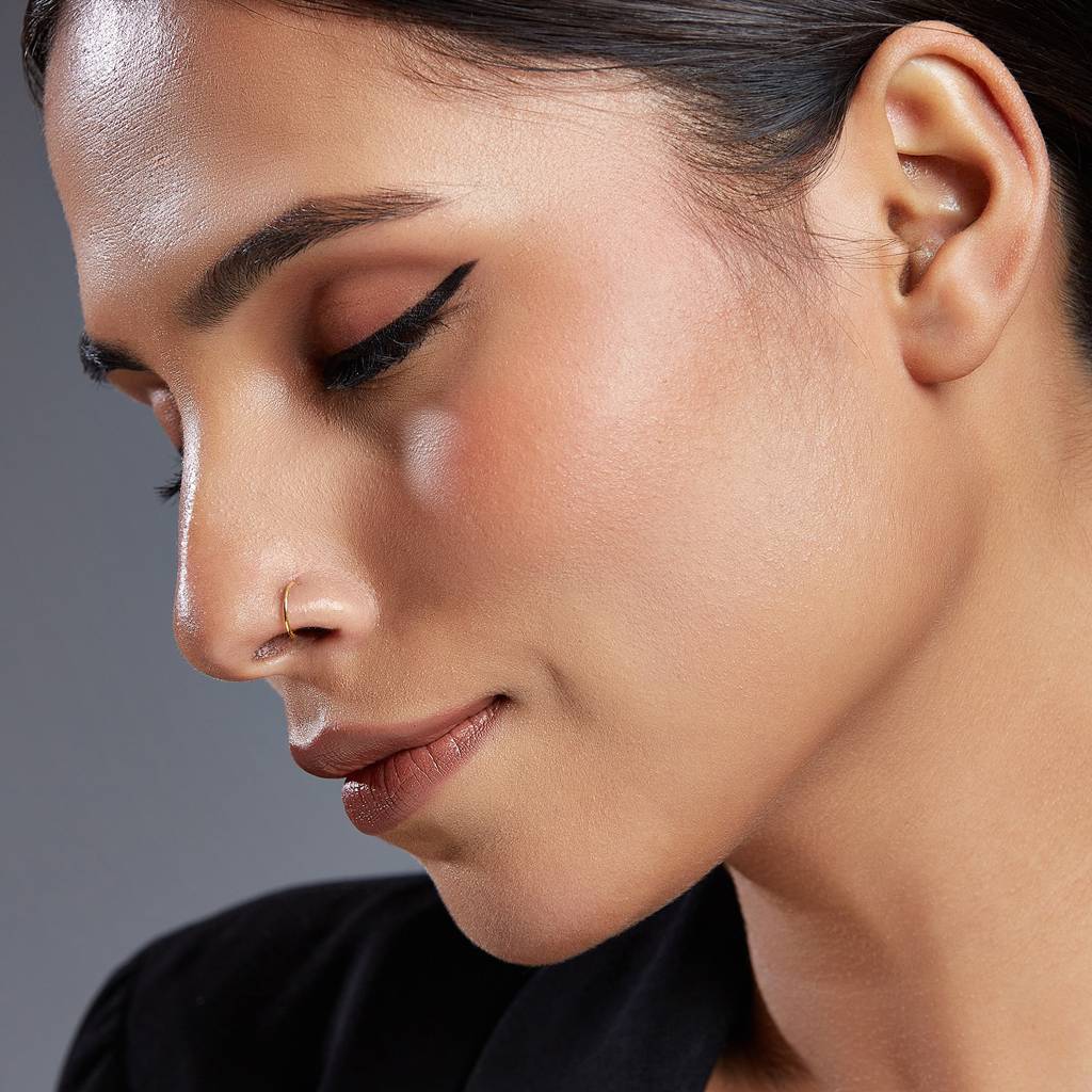 Yuvora 18K Yellow Gold Loop Hoop Nose Pin For Women | Screw Back Closure | Bis Hallmarked | Pure Gold No : WNR1001-HP-18YG-WOL