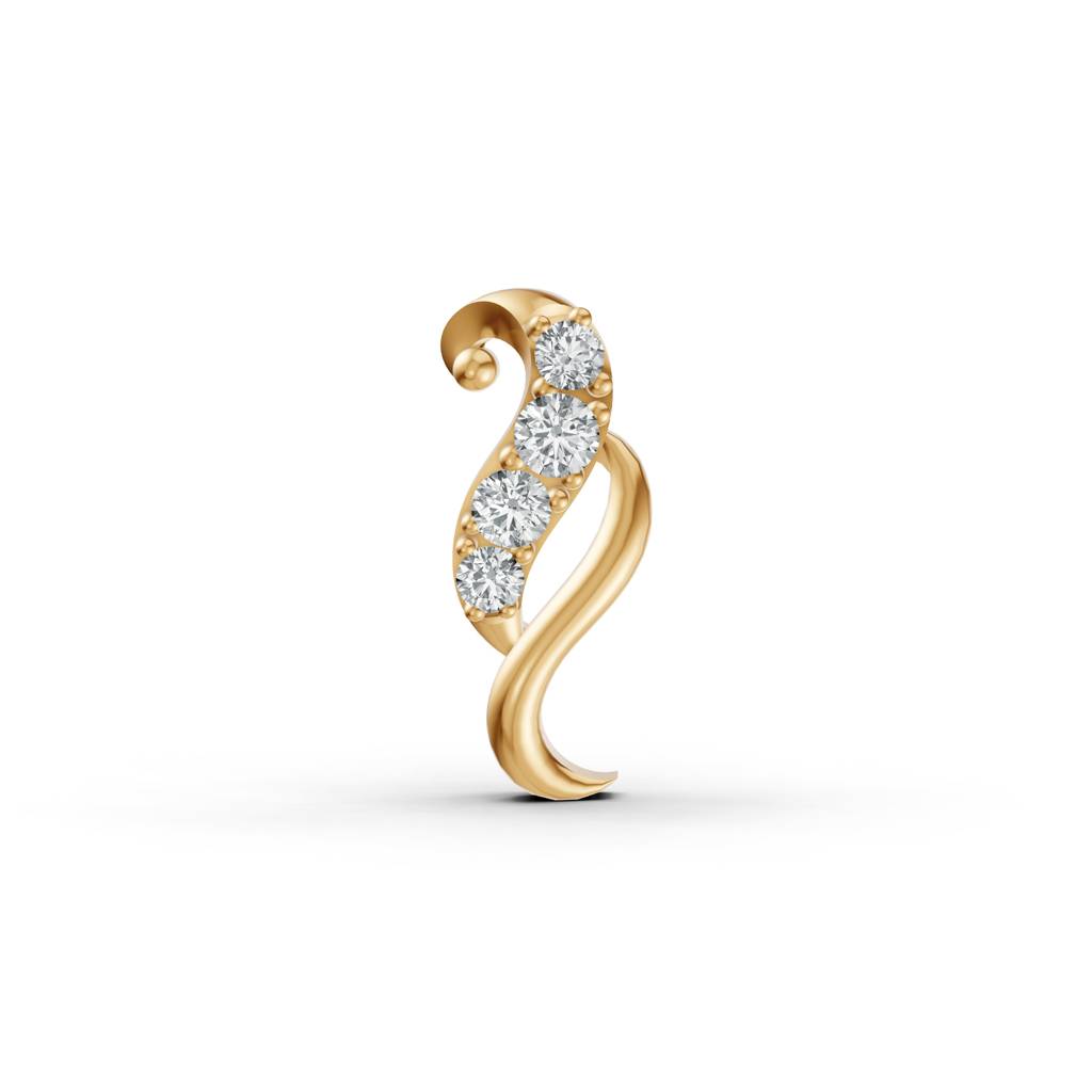 14K Yellow Gold Swirl Spark Diamond Nosepin : W-NT0000002-14K-YL