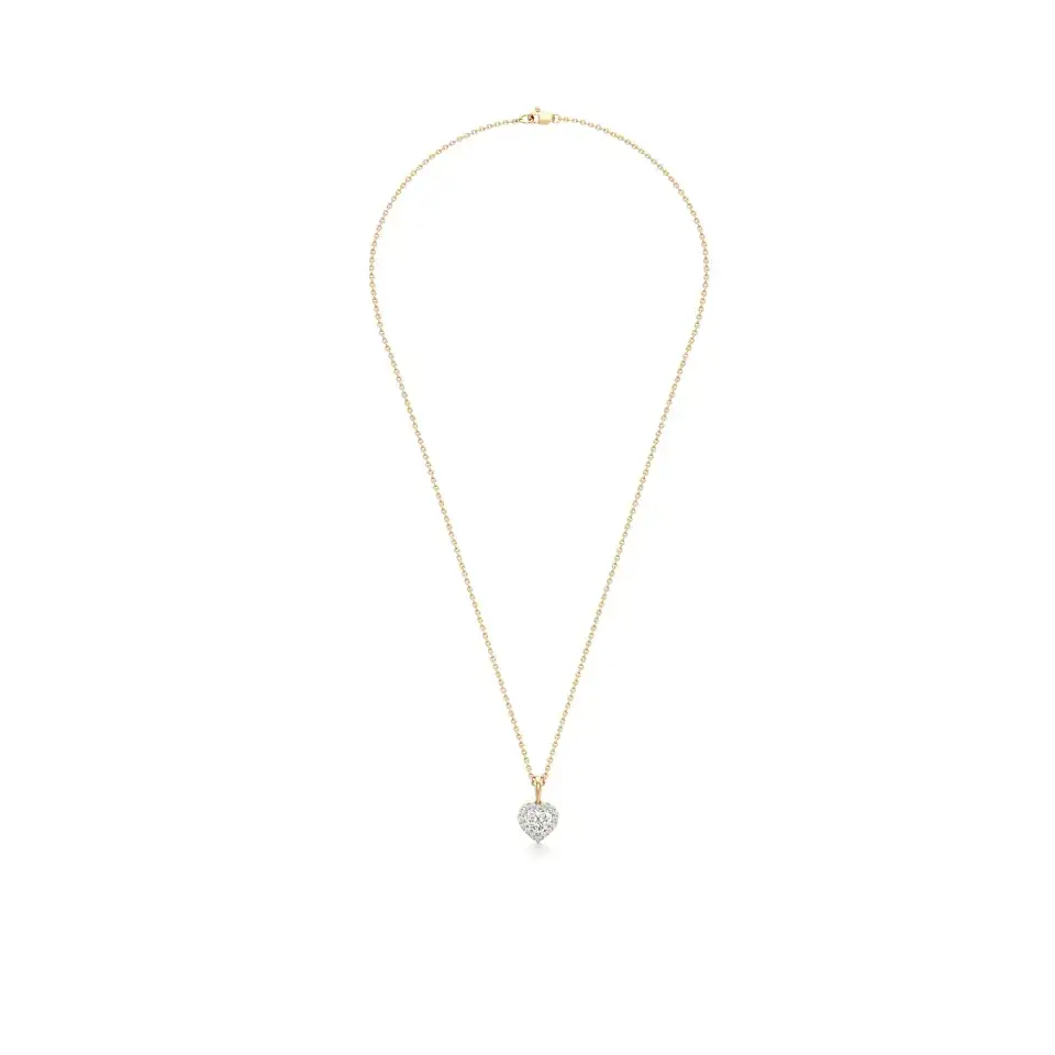 14K Yellow Gold Bold Heart Solitaire Diamond Pendant : W-PD0000135-14K-YL
