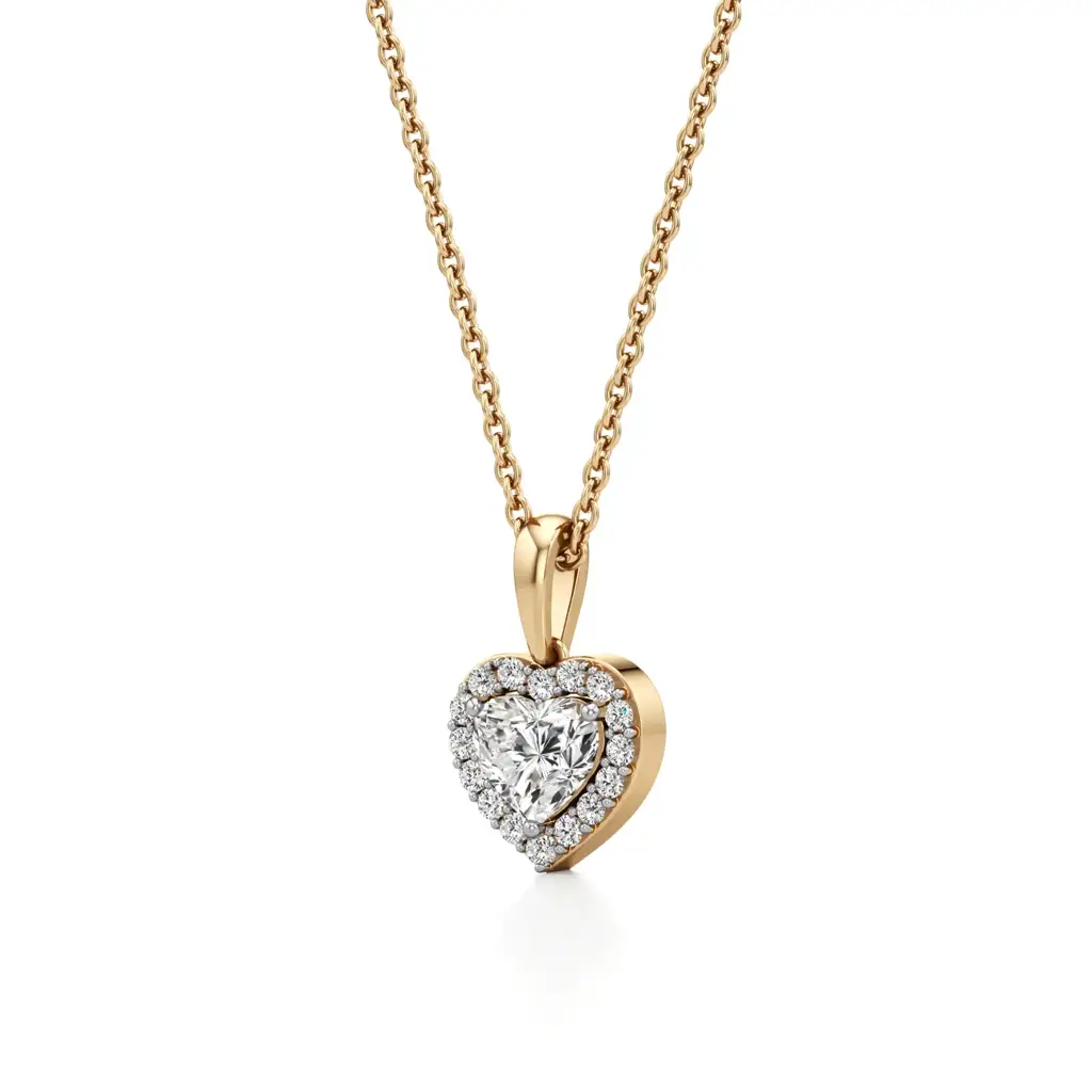 14K Yellow Gold Bold Heart Solitaire Diamond Pendant : W-PD0000135-14K-YL