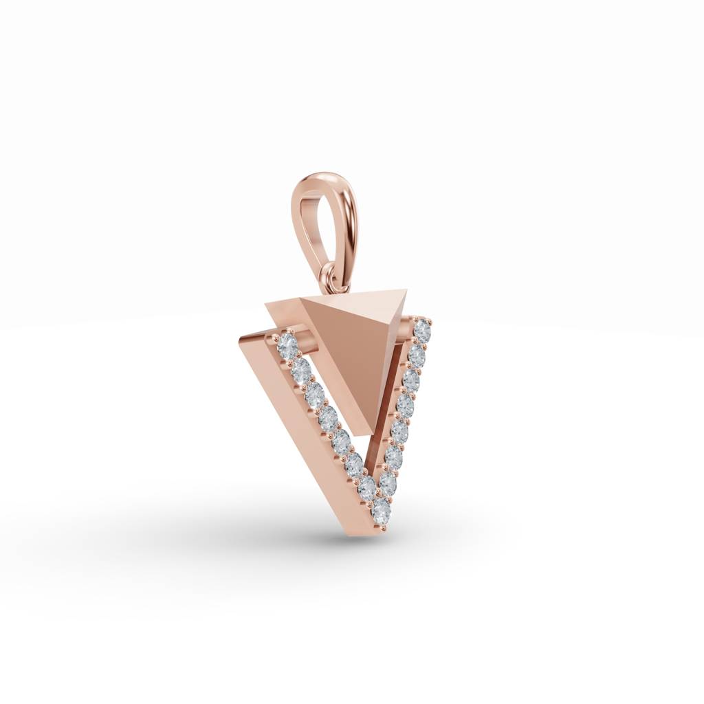 Geometric Triangle Diamond Pendant : W-PD0000632-14K-RS