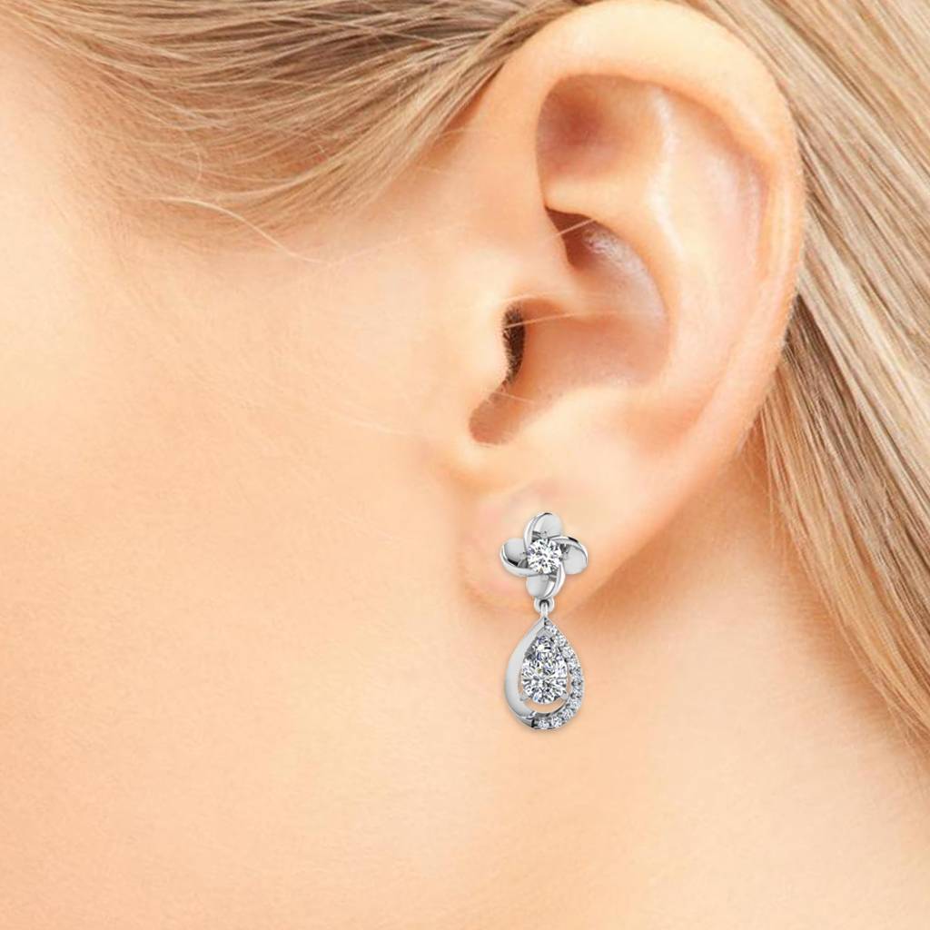 Iski Uski 925 Sterling Silver Garion Solitaire Drop Earrings