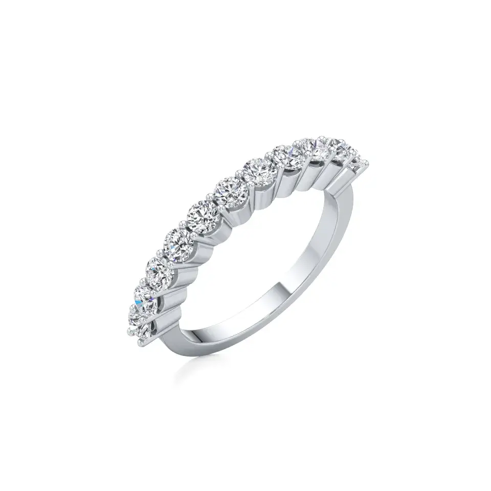14K White Gold Half Eternity Stacker Team Band : W-RI0000071-14K-WH-11