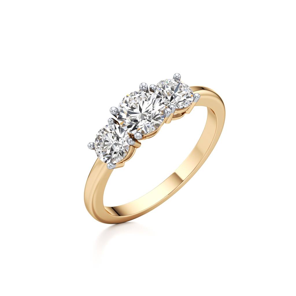 14K Yellow Gold Trio Solitaire Diamond Ring : W-RI0000145-14K-YL-10