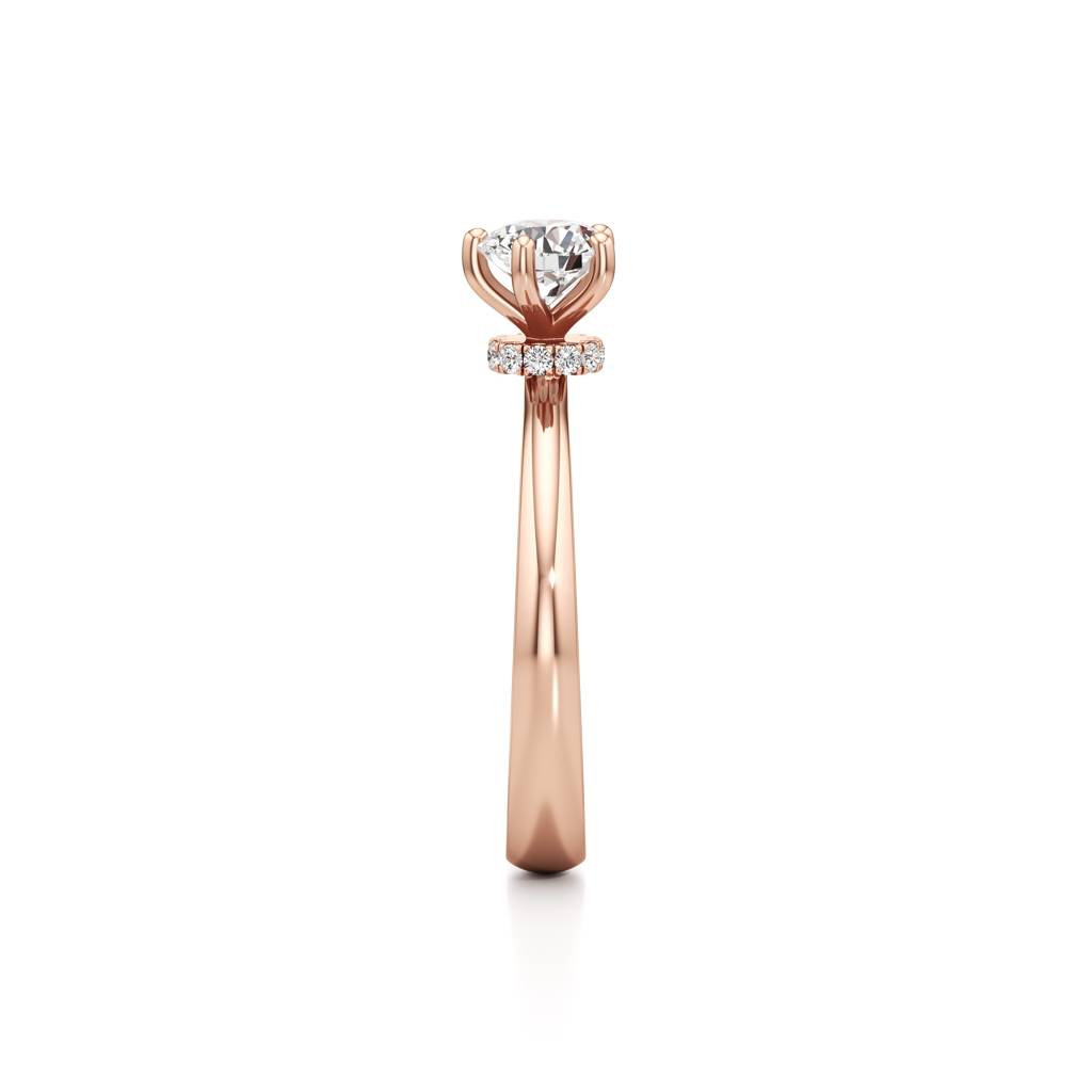 14K Rose Gold Minimalist Solitaire Diamond Ring : W-RI0000655-14K-RS-10