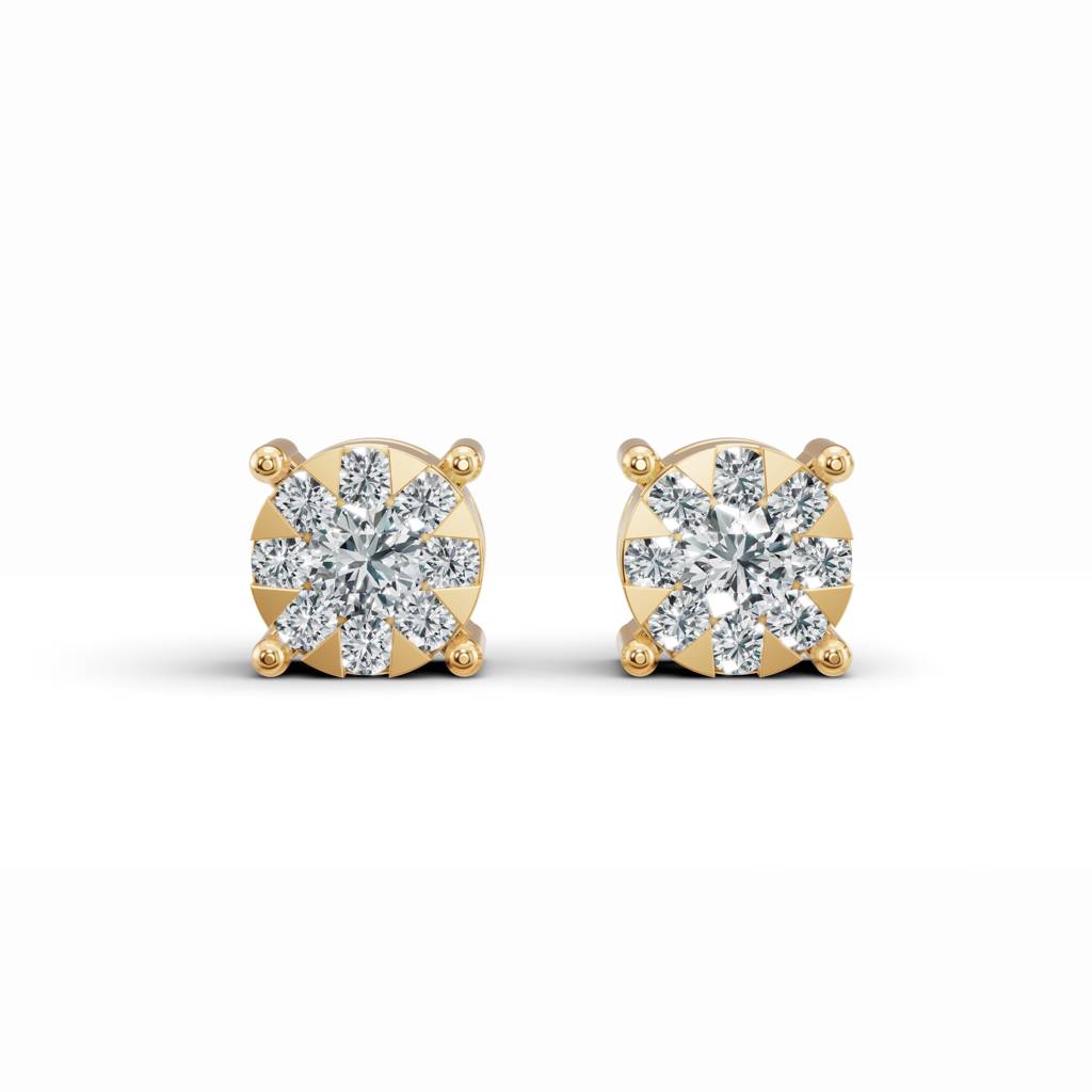 14K Yellow Gold Classic Round Diamond Stud Earrings : W-ST0000159-14K-YL