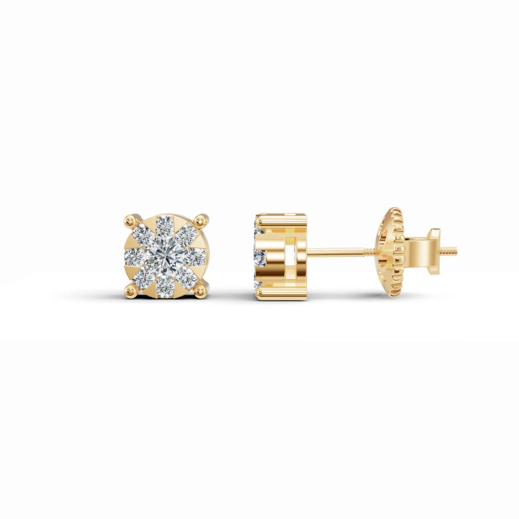 14K Yellow Gold Classic Round Diamond Stud Earrings : W-ST0000159-14K-YL