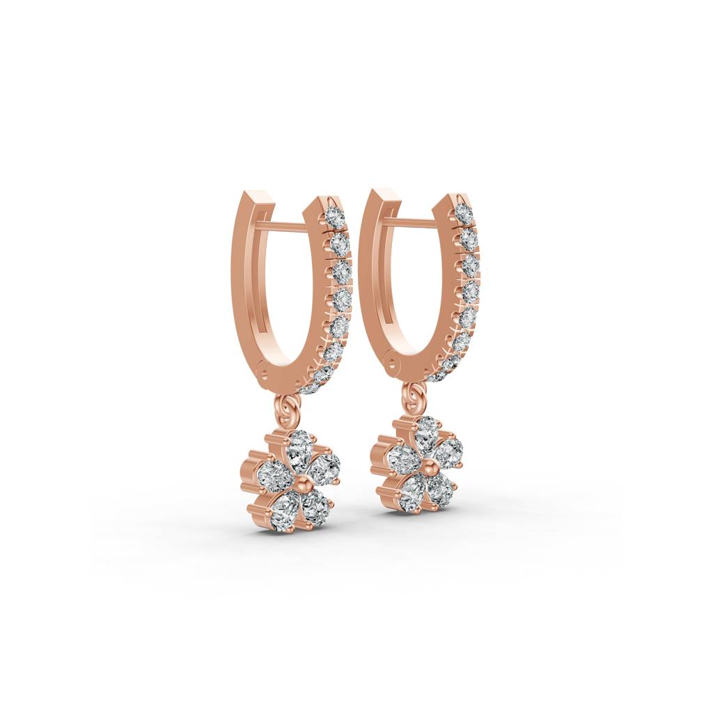 14K Rose Gold Petal Drop Diamond Earrings : W-VA0000289-14K-RS