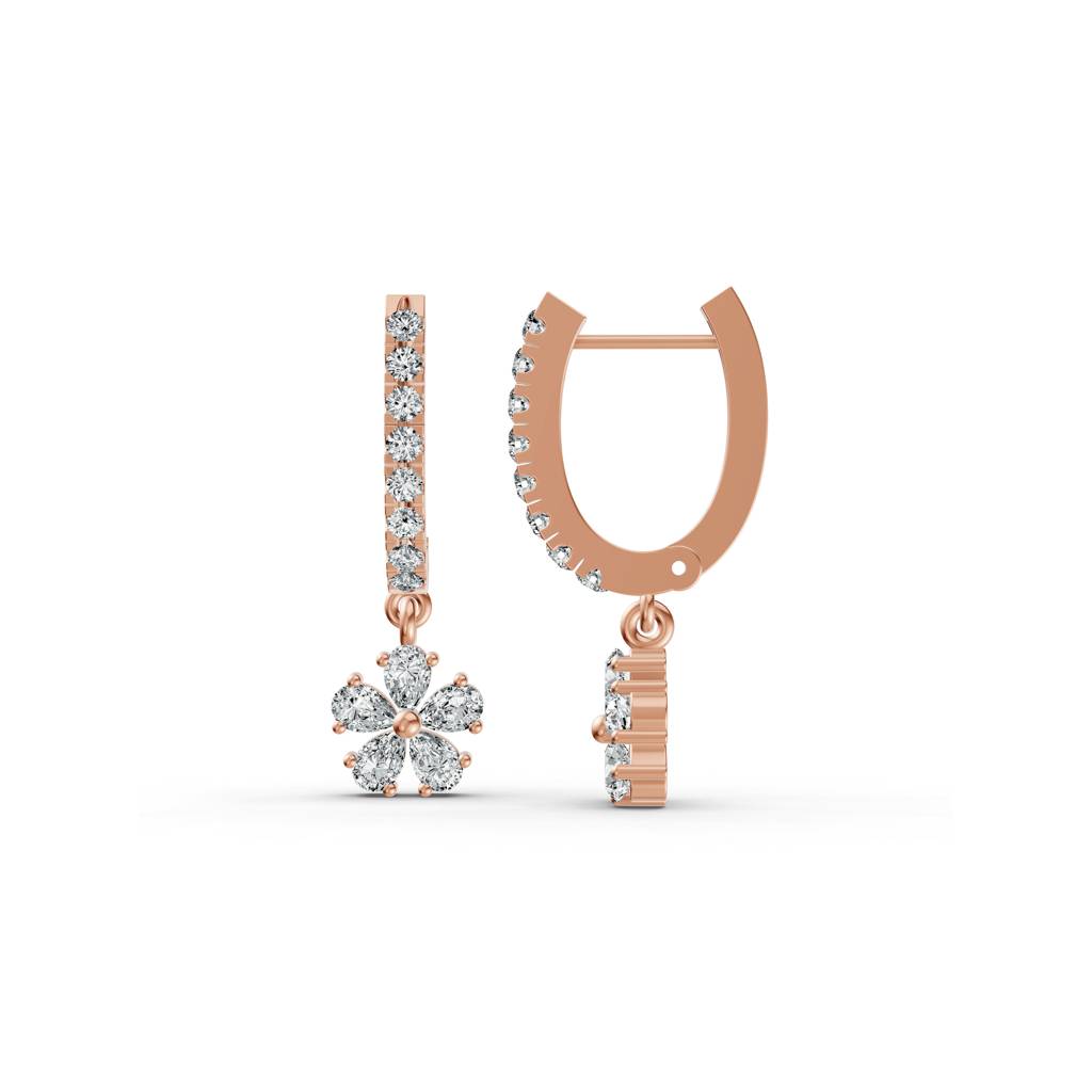 14K Rose Gold Petal Drop Diamond Earrings : W-VA0000289-14K-RS