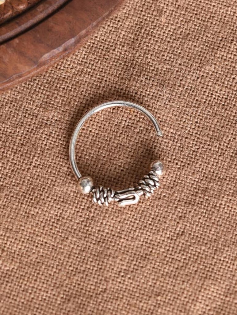 925 Sterling Silver Twisted Wire Design Hoop Nose Ring : ARSNP235