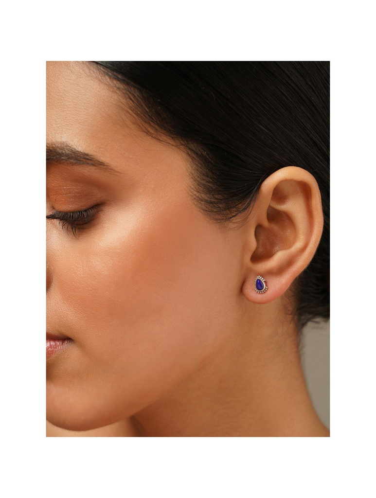 925 Sterling Silver Lapis Lazuli Stud Earrings : ARSSE719