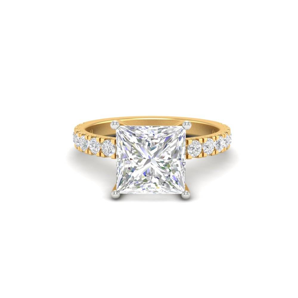 3Ct Princess Cut Moissanite Women Engagement Ring 14K Gold Plated : FJ_002