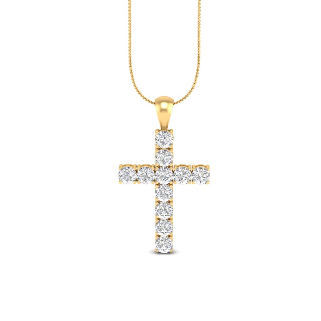 3Ct Round Moissanite Unisex Cross Pendant 14K Gold Plated : FJ_003