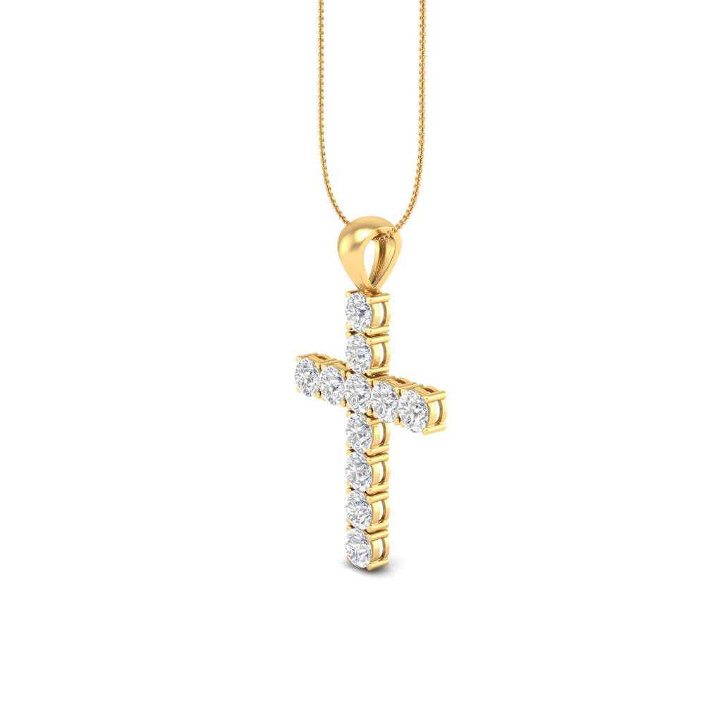 3Ct Round Moissanite Unisex Cross Pendant 14K Gold Plated : FJ_003