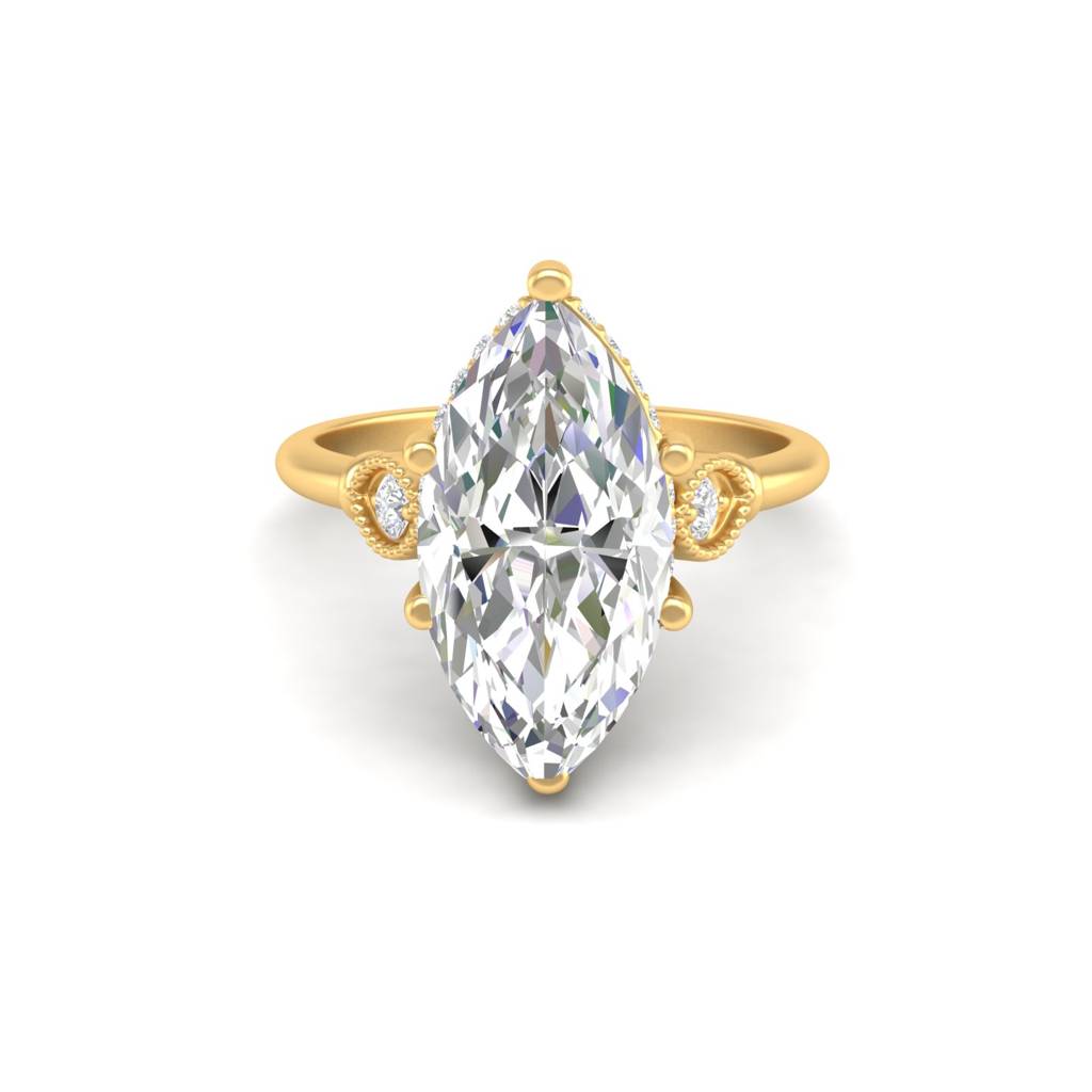 4Ct Marquise Cut Moissanite Engagement Ring 14K Gold Plated : FJ_016