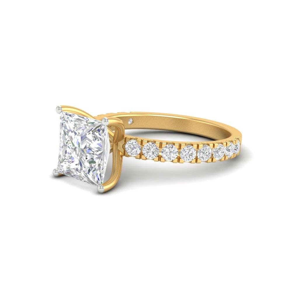 3Ct Princess Cut Moissanite Women Engagement Ring 14K Gold Plated : FJ_002