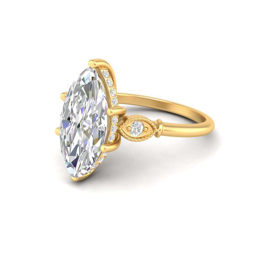 4Ct Marquise Cut Moissanite Engagement Ring 14K Gold Plated : FJ_016