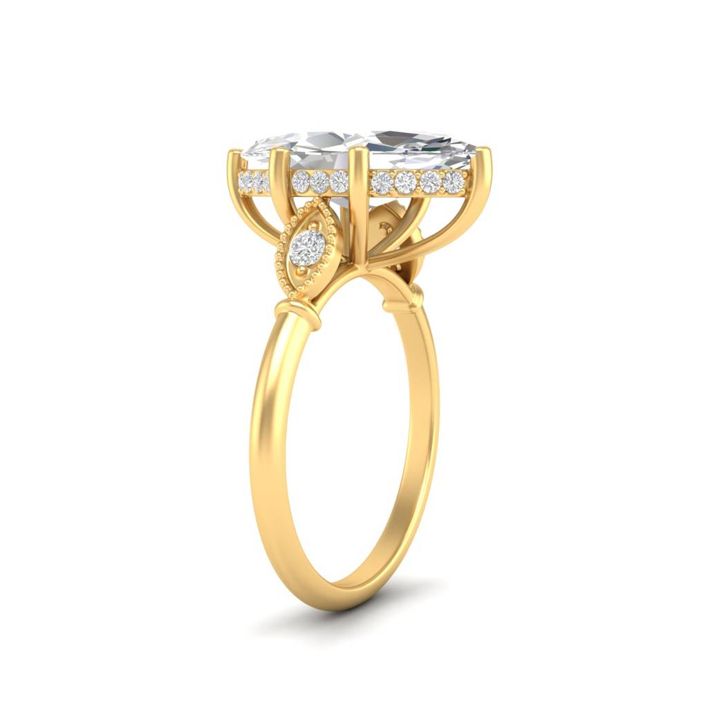 4Ct Marquise Cut Moissanite Engagement Ring 14K Gold Plated : FJ_016