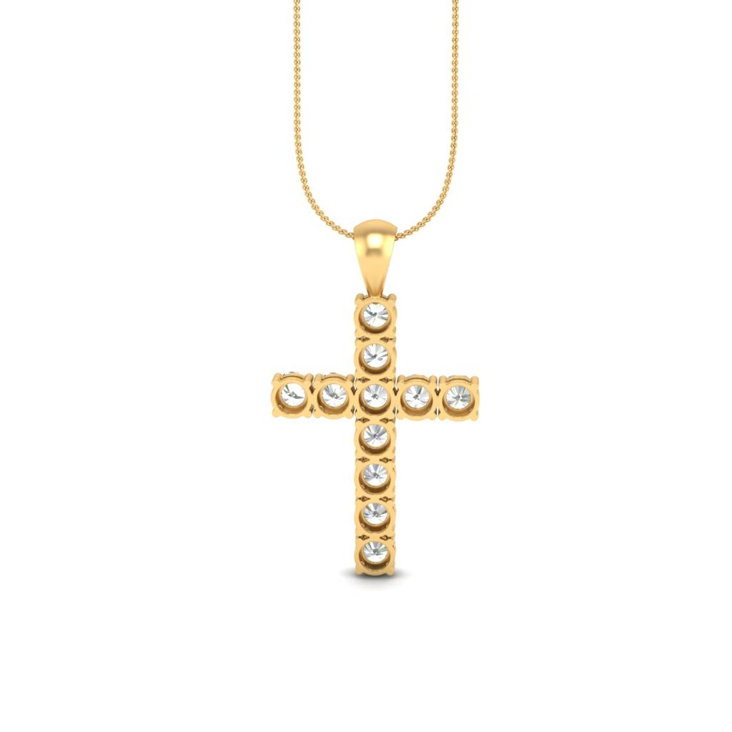 3Ct Round Moissanite Unisex Cross Pendant 14K Gold Plated : FJ_003