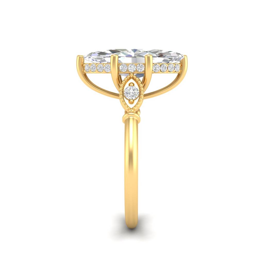 4Ct Marquise Cut Moissanite Engagement Ring 14K Gold Plated : FJ_016