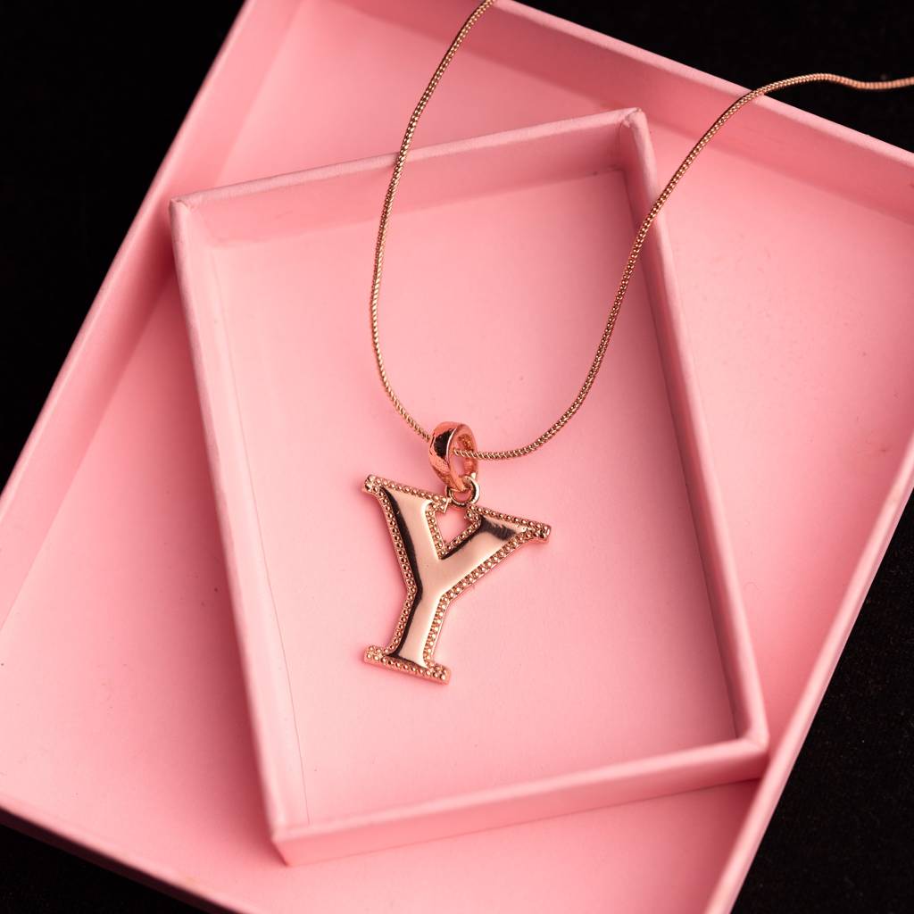 Estele Rosegold Plated Letter Charm Pendant For Women / Girls : 1009-YPENDANT