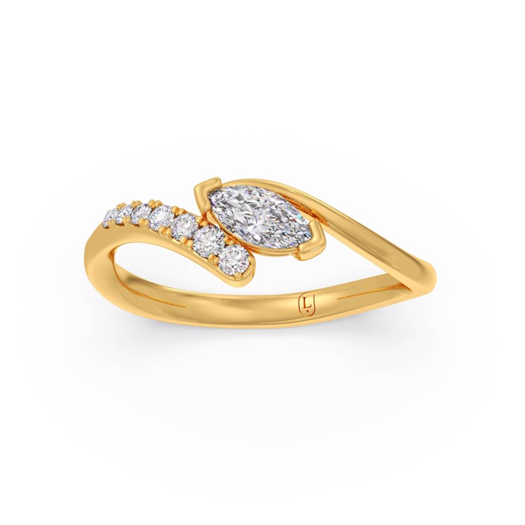 Elara Marquise Solitaire And Round Diamond Ring Yellow Gold Lab Grown Diamond Ring For Women|0.355 Carat Sgl Certifie : R00709